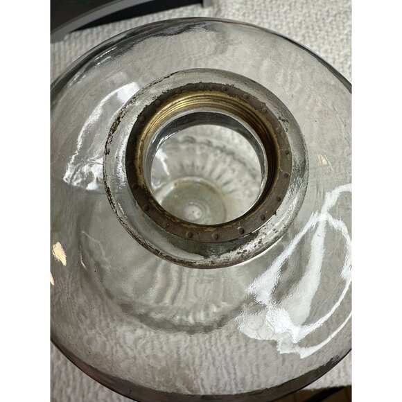 Antique Oil Kerosene Victorian Clear Glass Lamp Base only Ribbed Read - Picture 3 of 8